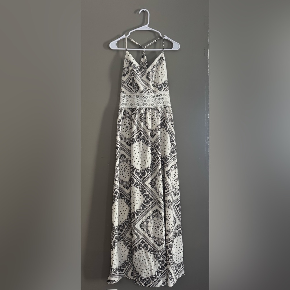 Black and White Patterned Maxi Dress